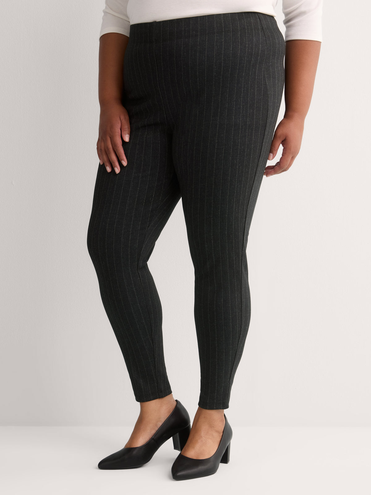 Charcoal Wide Pinstripe Tummy-Control Legging