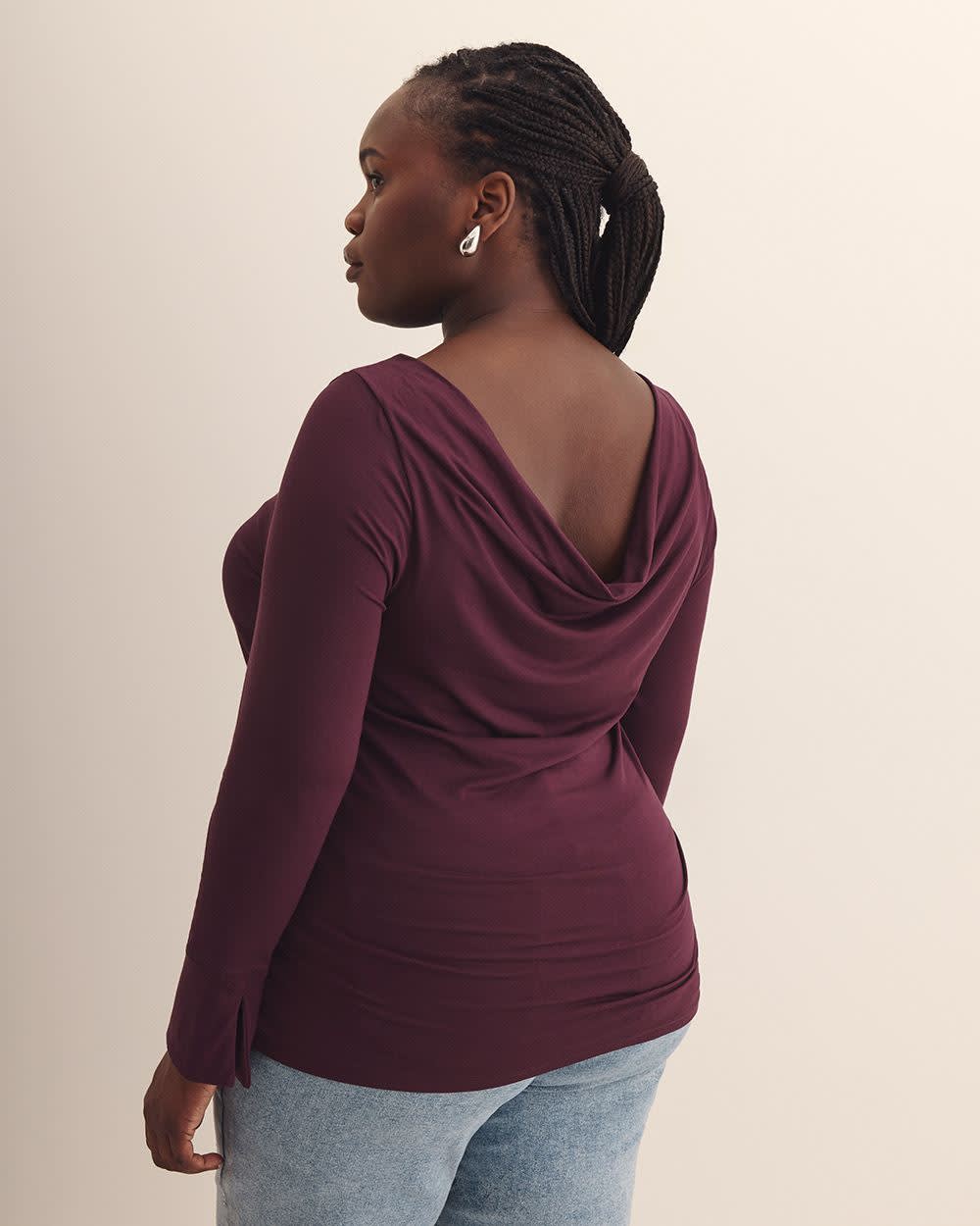 Draped Boatneck Long-Sleeve Top - Addition Elle