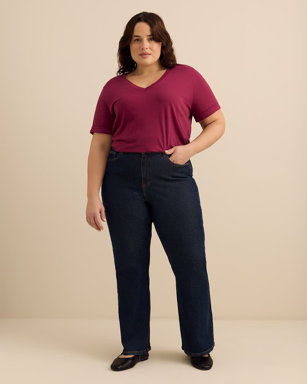 Responsible, V-Neck Boyfriend Tee with Slits