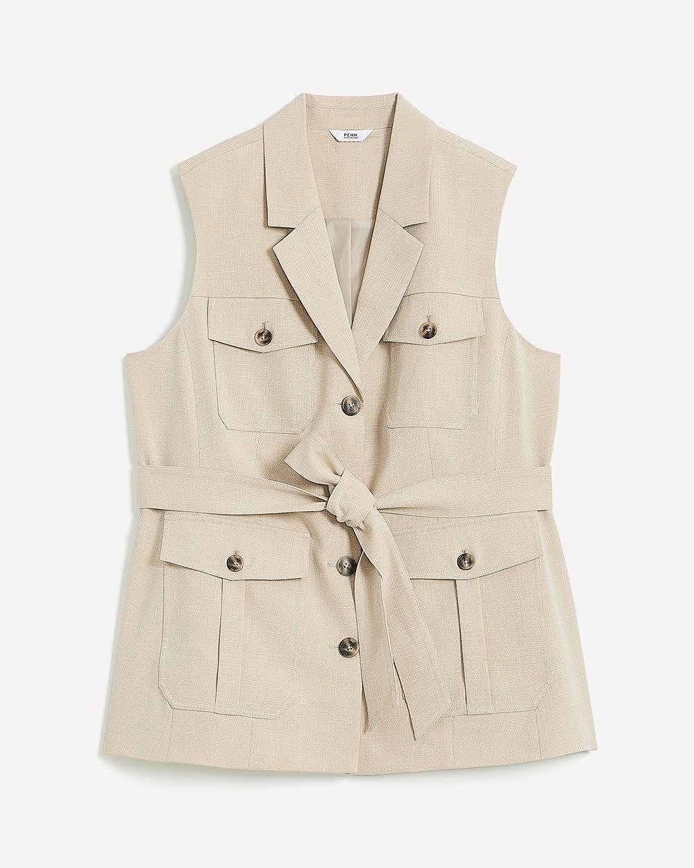 Belted Sleeveless Safari Vest