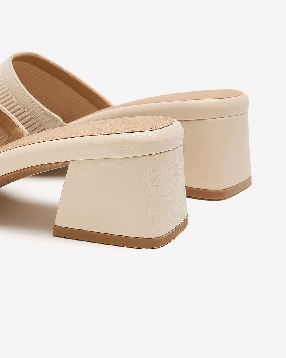 Extra Wide Width, Knit Mule Sandal with Flared Heel