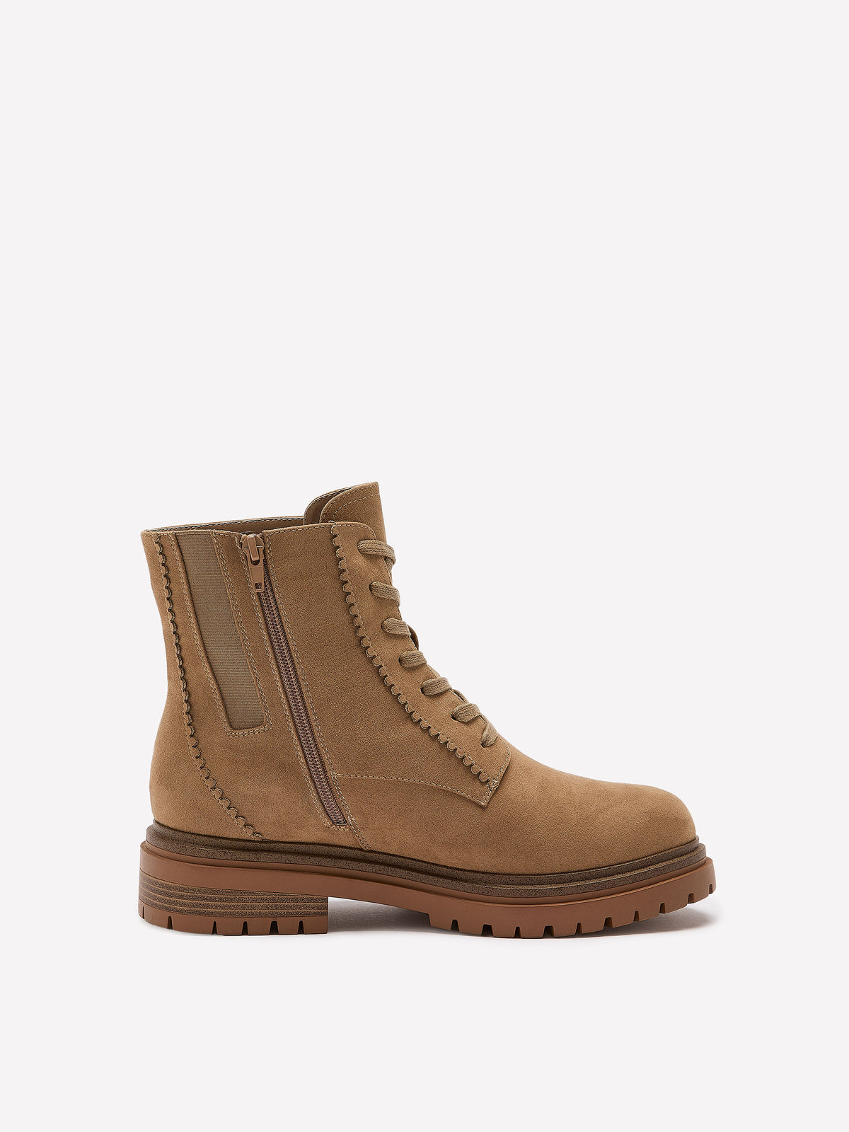 Extra Wide Width, Taupe Faux-Suede Lace-Up Hiker Bootie