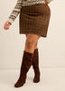Brown Faux-Suede Mini Skirt with Rhinestones