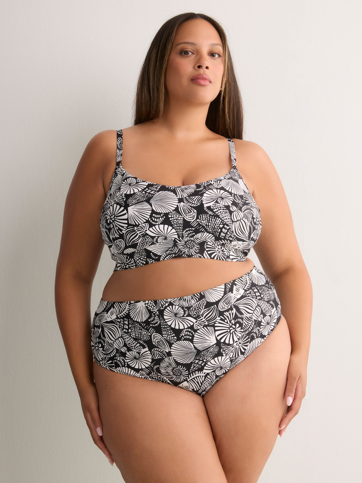 Black Seashell Bikini Crop Top