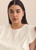 Short Sleeve Ruffle Blouse with Pintucks Detail