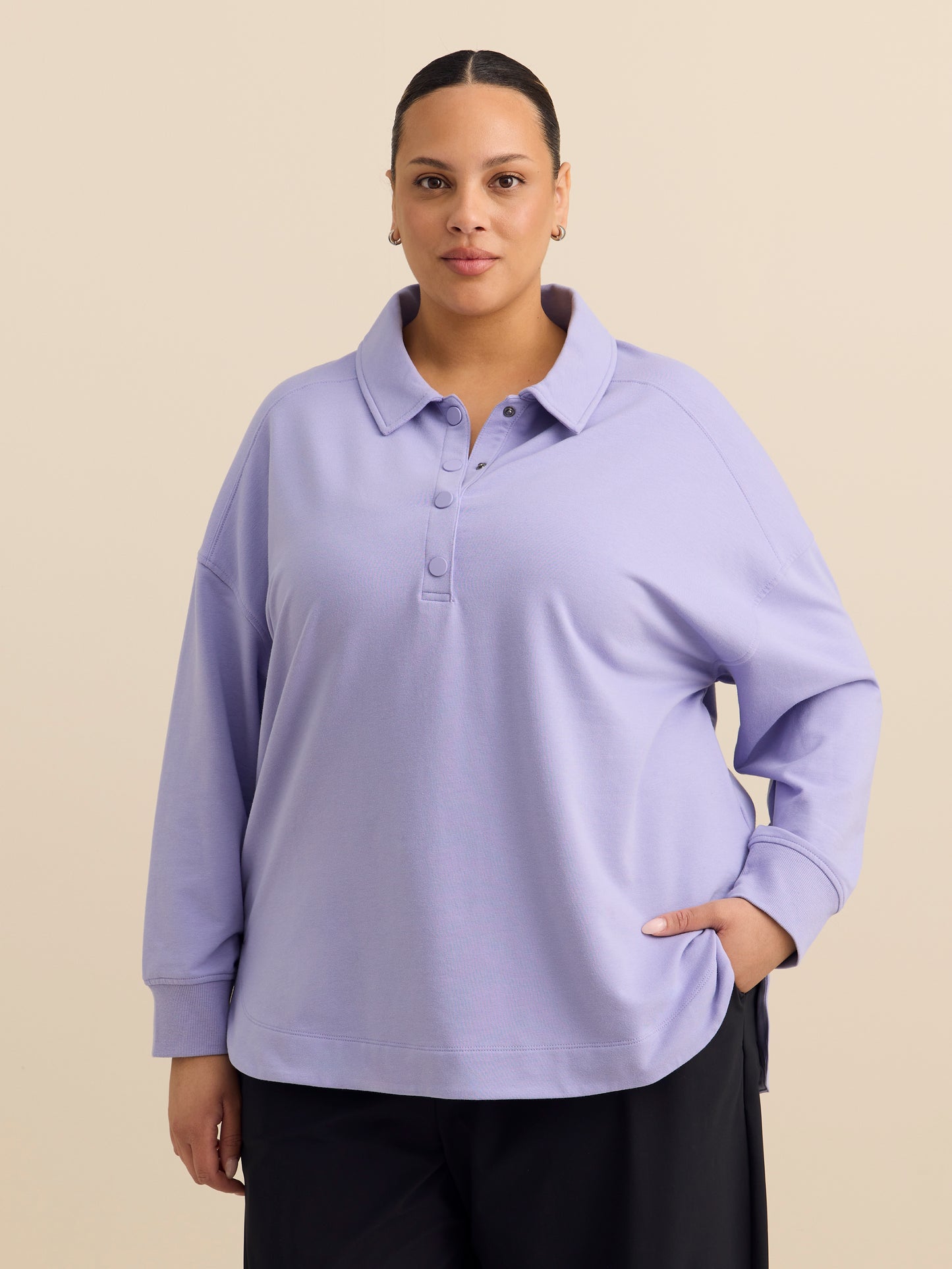 Polo Sweatshirt with Tulip Hem - ActiveZone