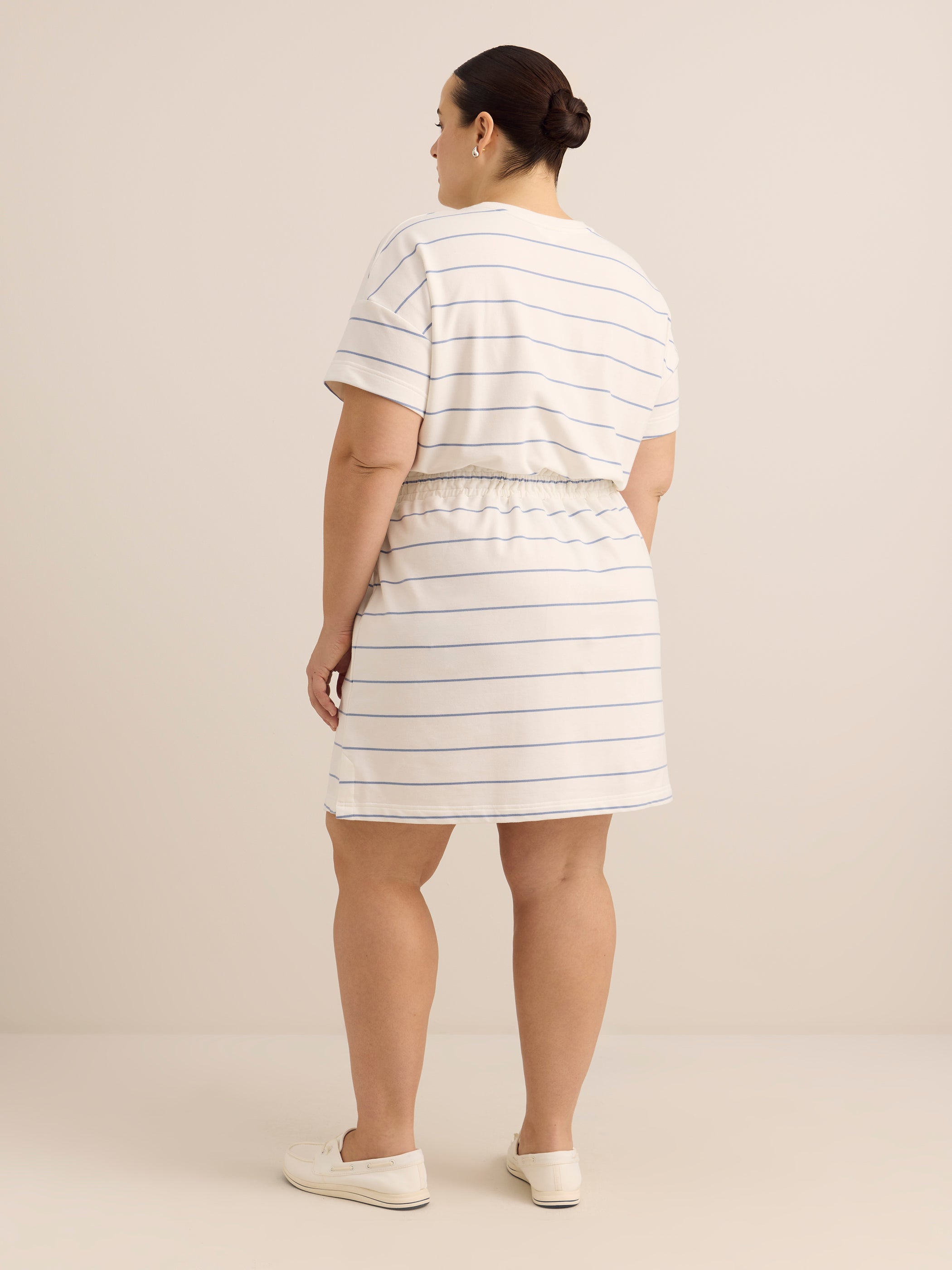 Short-Sleeve French Terry Dress with Elastic Waist - Active Zone