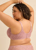 Dark Rose Underwire Plunge Bra with Lace Overlay - Déesse Collection