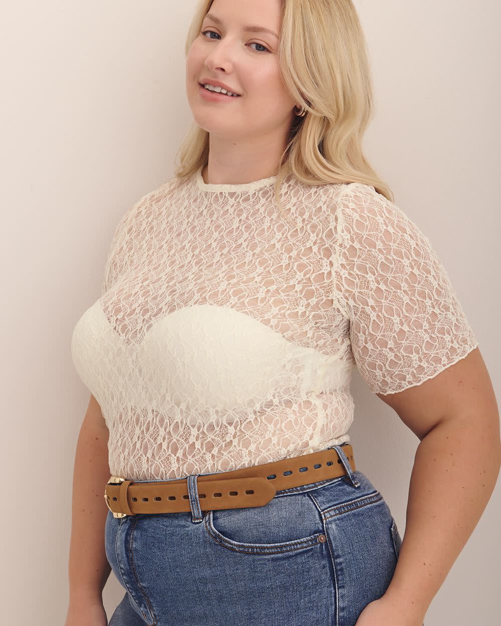 Lace Top with Lettuce Hem - Addition Elle
