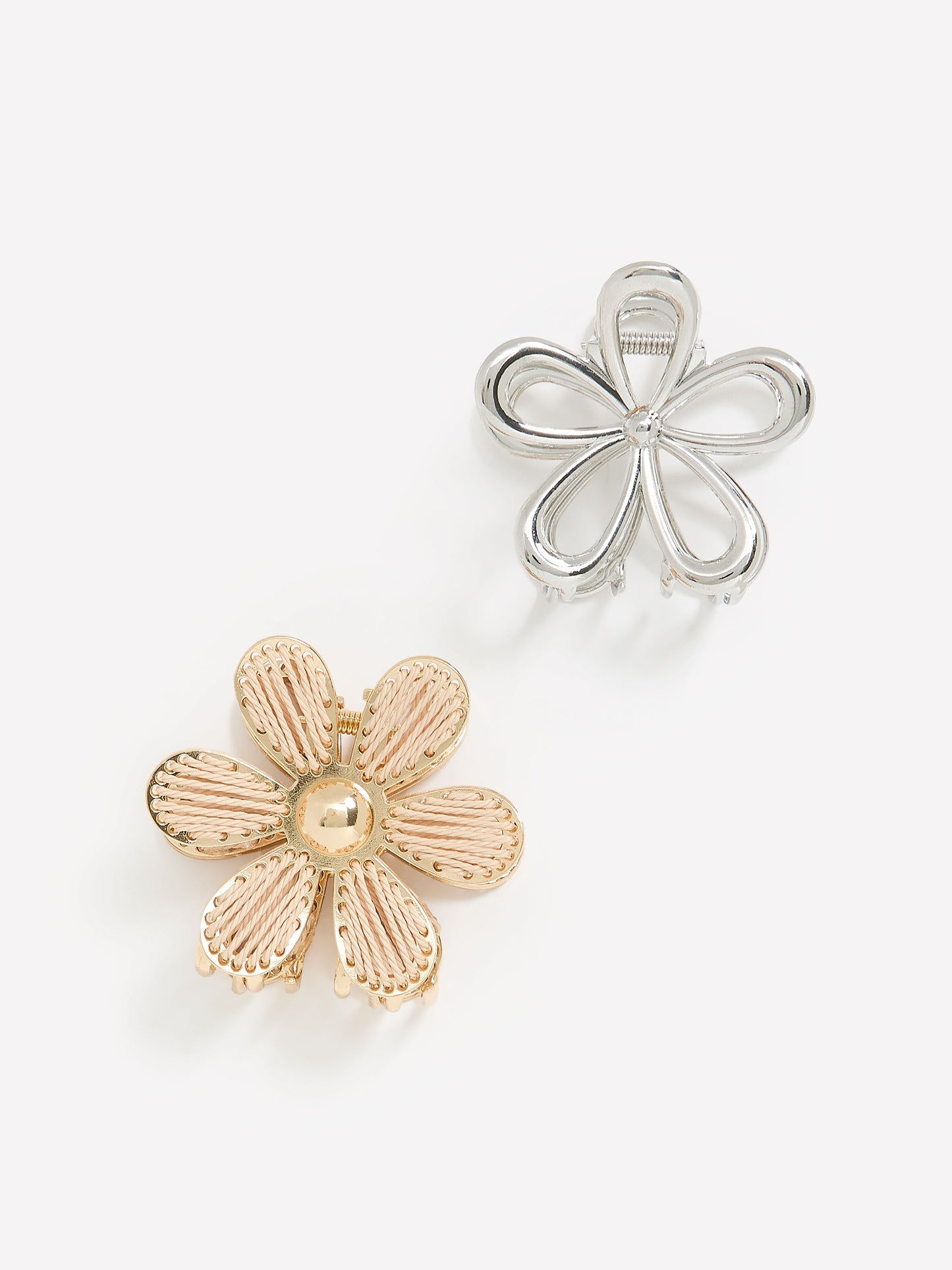 Metallic Flower Hair Claw Clips, Set of 2 - Addition Elle