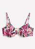 Coloured Foliage-Print Underwire Ruched Bikini Top