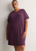 Responsible, Plum Striped Short-Sleeve Sleepshirt - tiVOGLIO