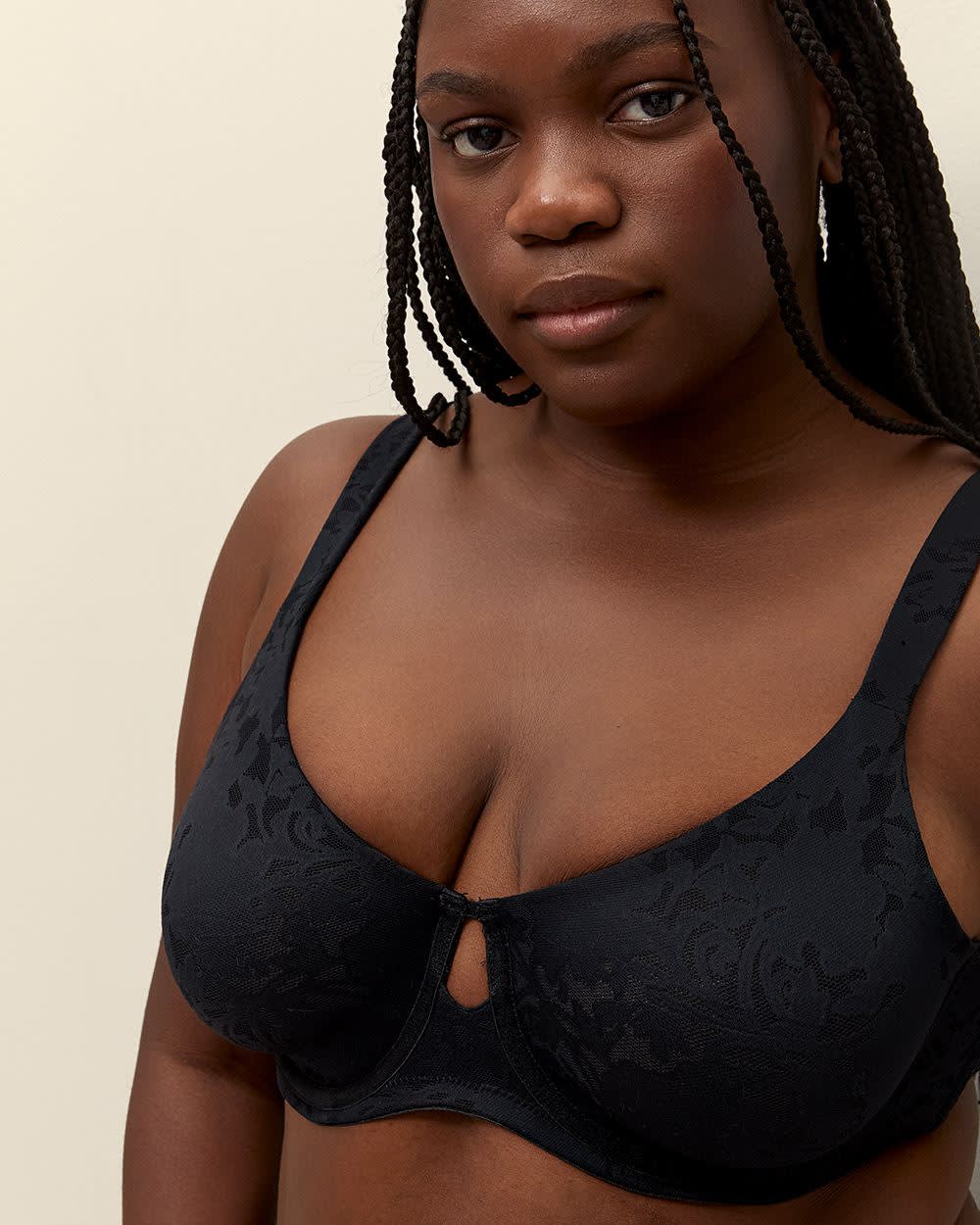 Black Underwire Burnout Jacquard Unlined Bra - ti Voglio