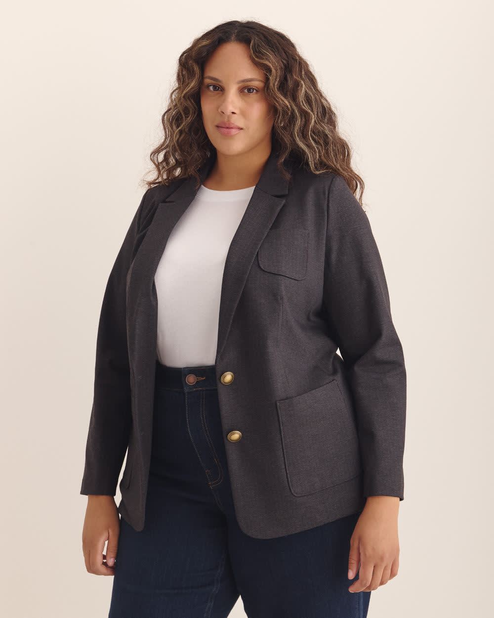 Veston rayé en pointe de Rome avec col tailleur