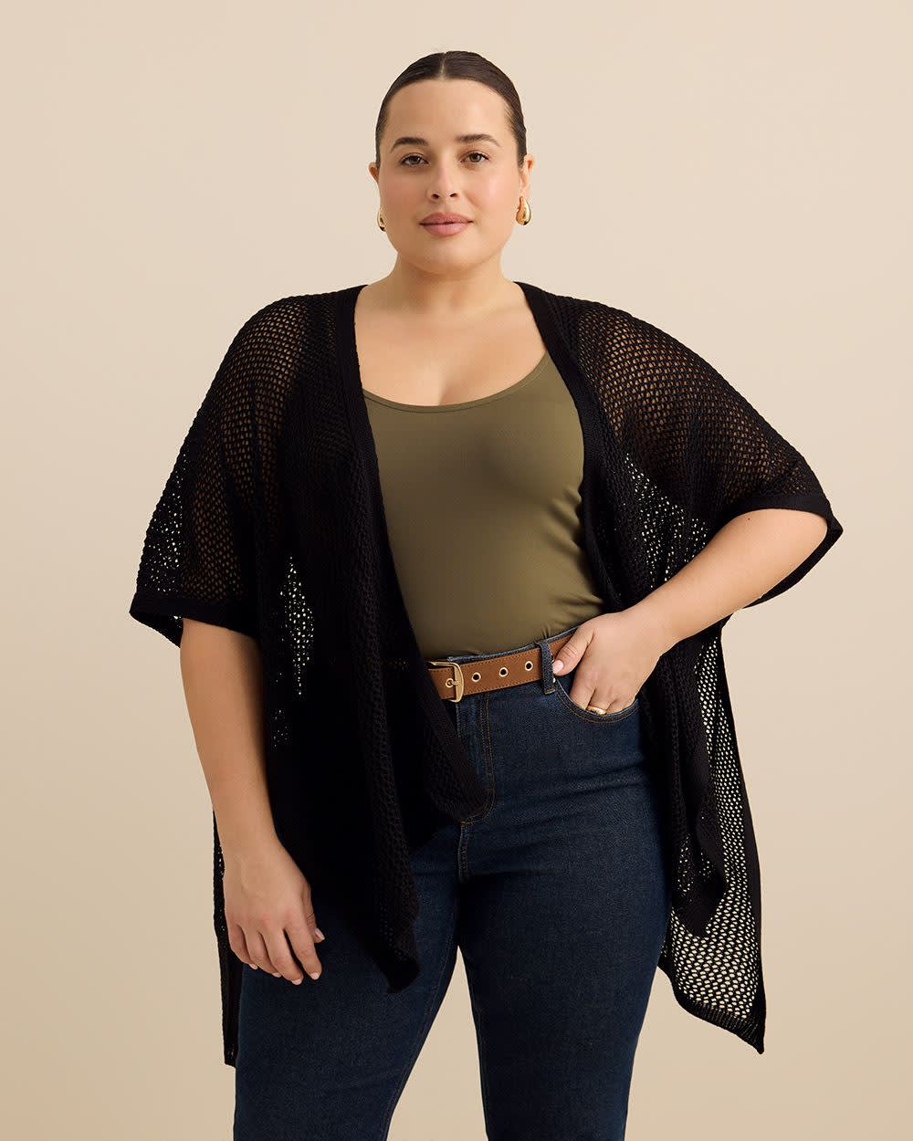 Open Stitch Knit Cape