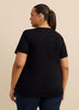 Black Short-Sleeve Crew Neck Tee with Snoopy Print