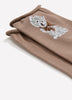 Taupe Rolled-Edge Crew Socks with Cat Placement Print