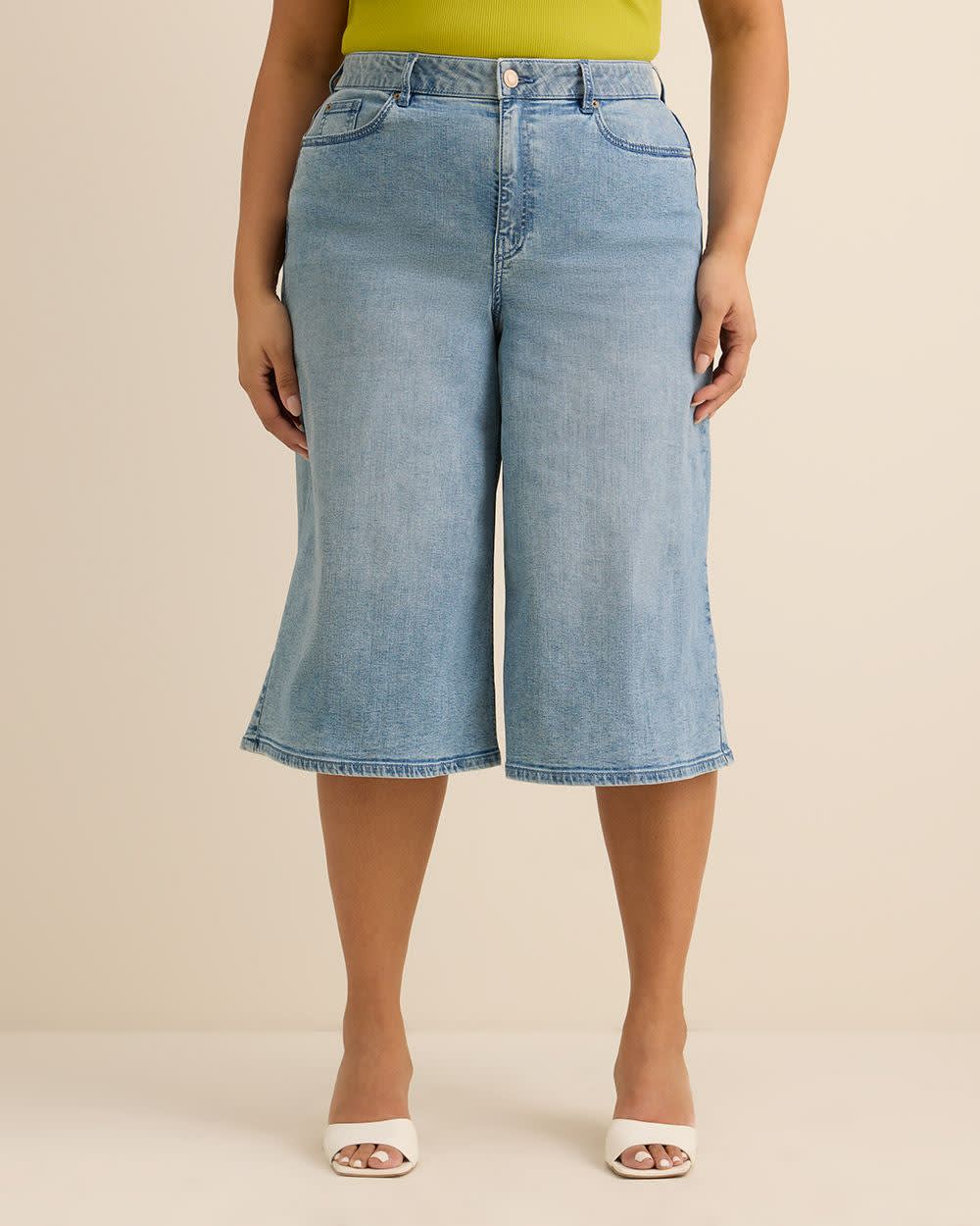Jean culotte taille moyenne à jambe évasée, coupe galbée - d/C JEANS