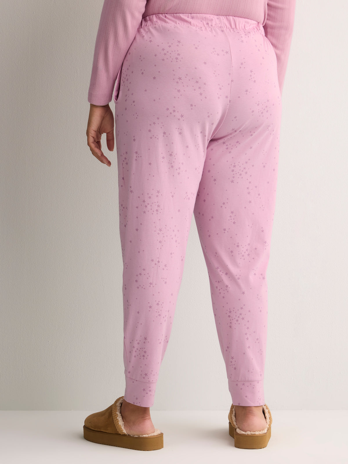 Pink Mini-Star Print Cotton Knit Jogger Pant - tiVOGLIO