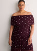 Purple Dotted Off-Shoulder Mesh Maxi Dress - Addition Elle