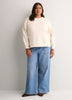 Loose Crew-Neck Fleece Sweatshirt with Long Balloon Sleeves