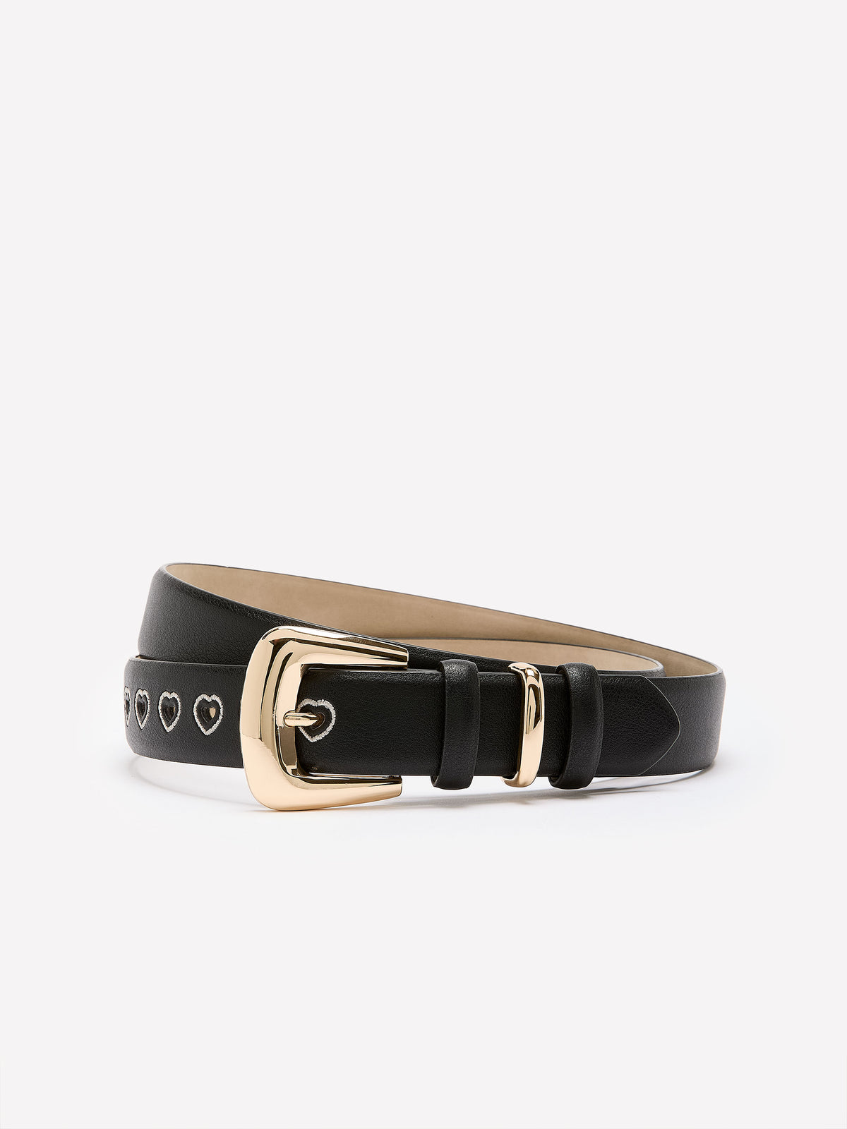 Denim Belt with Heart-Shaped Eyelets