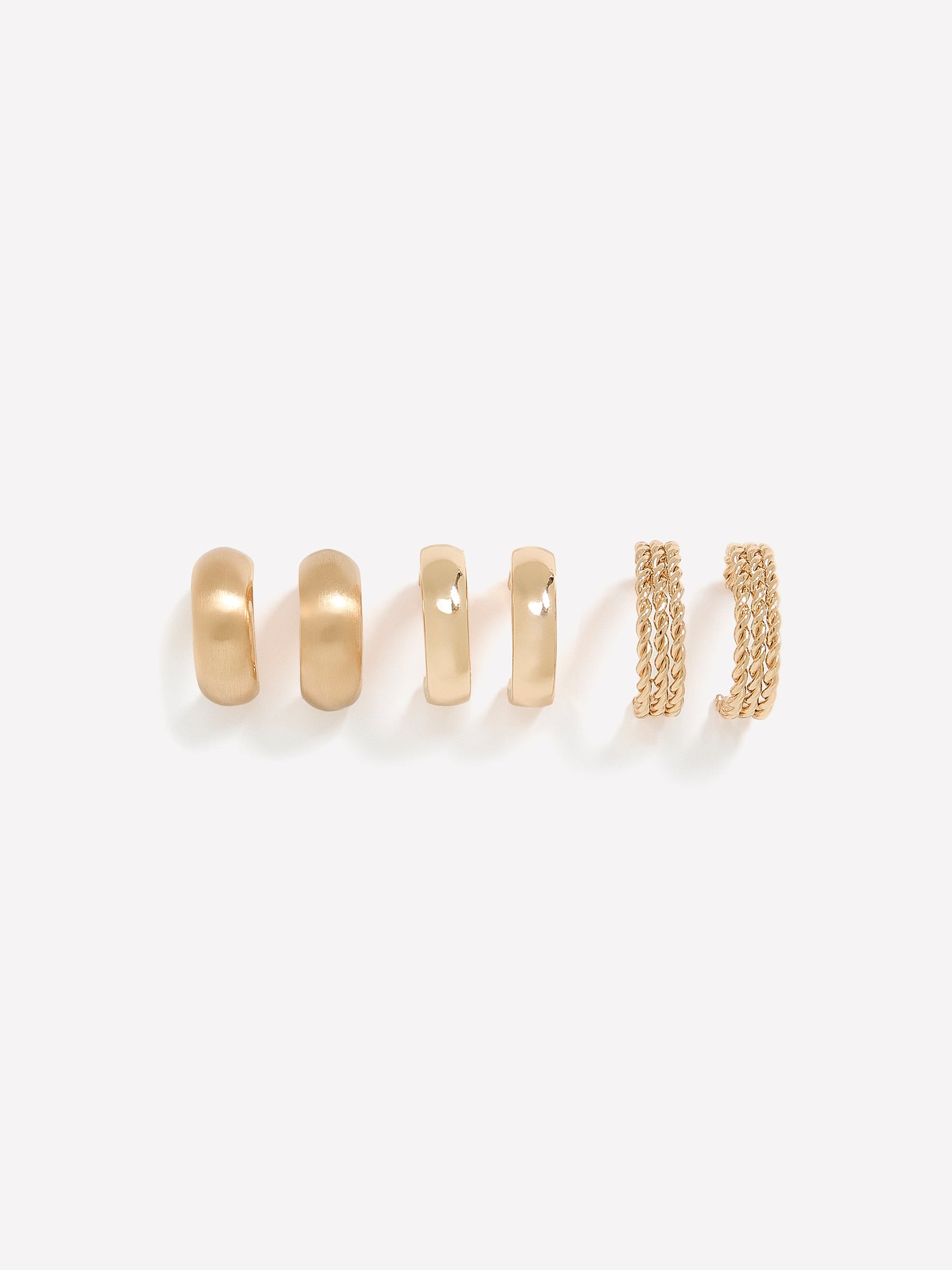 Assorted Small Golden Hoop Earrings, Set of 3