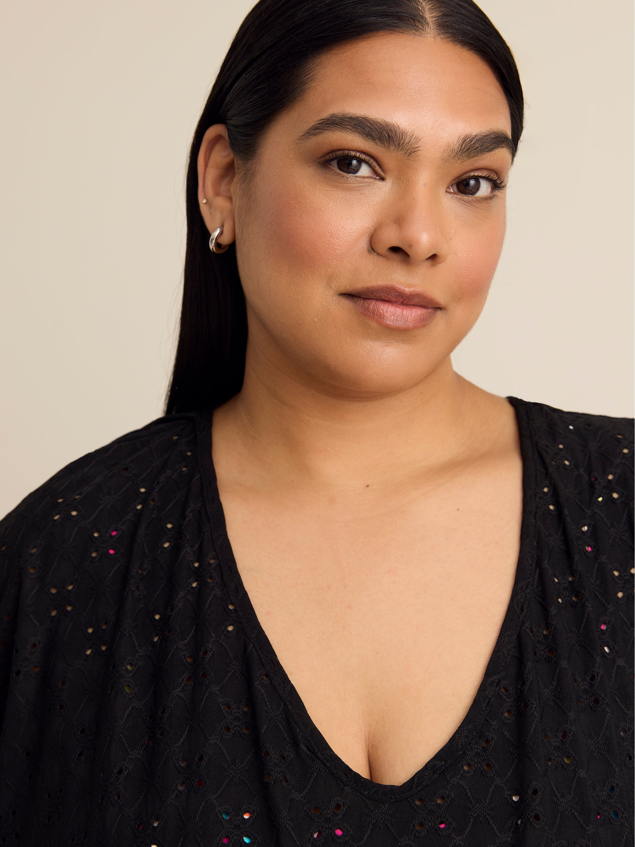 Blue Eyelet Fit and Flare V-Neck Cover-Up Dress - Cover Me