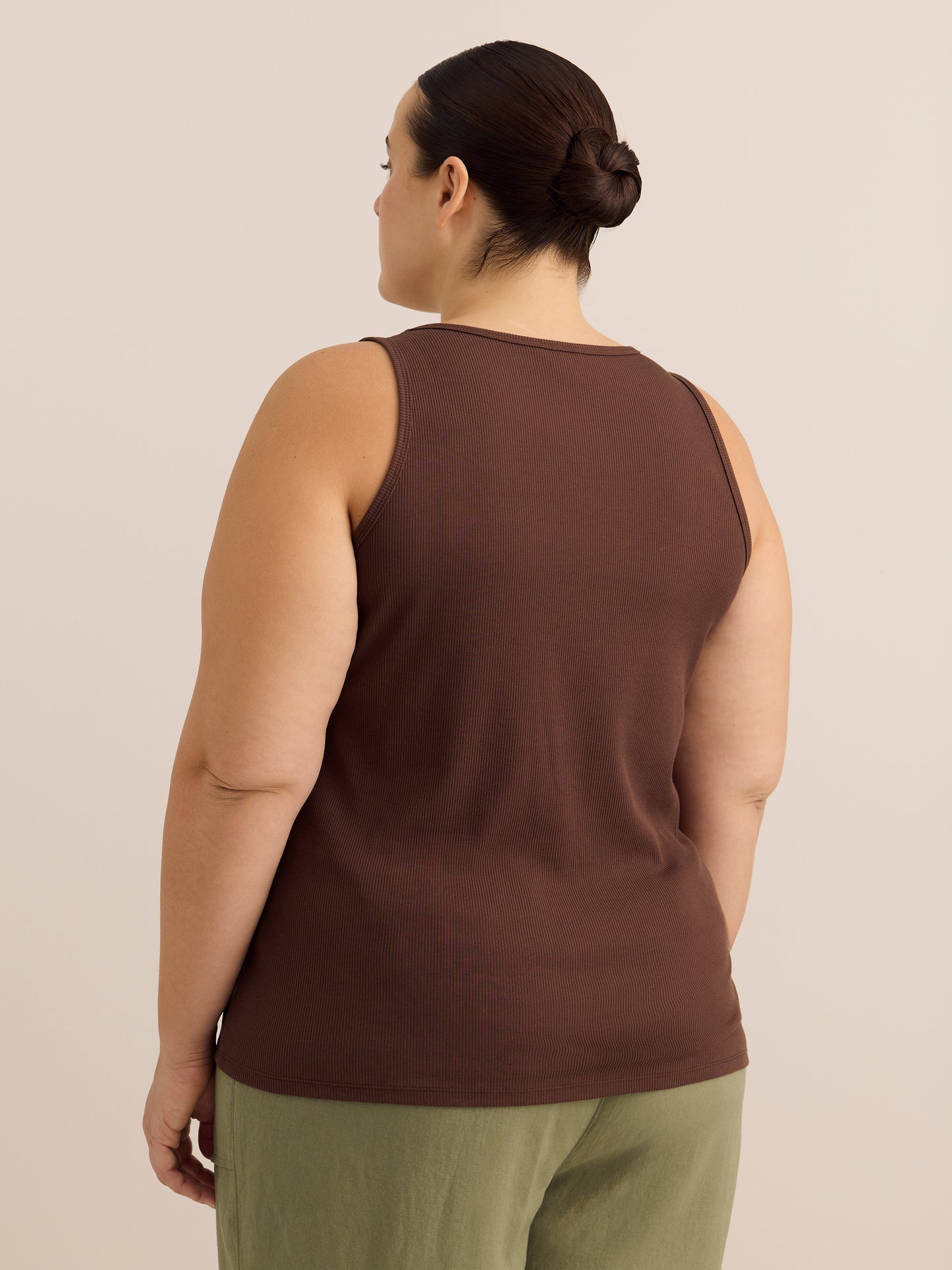 Scoop-Neck Ribbed Knit Fitted Tank Top