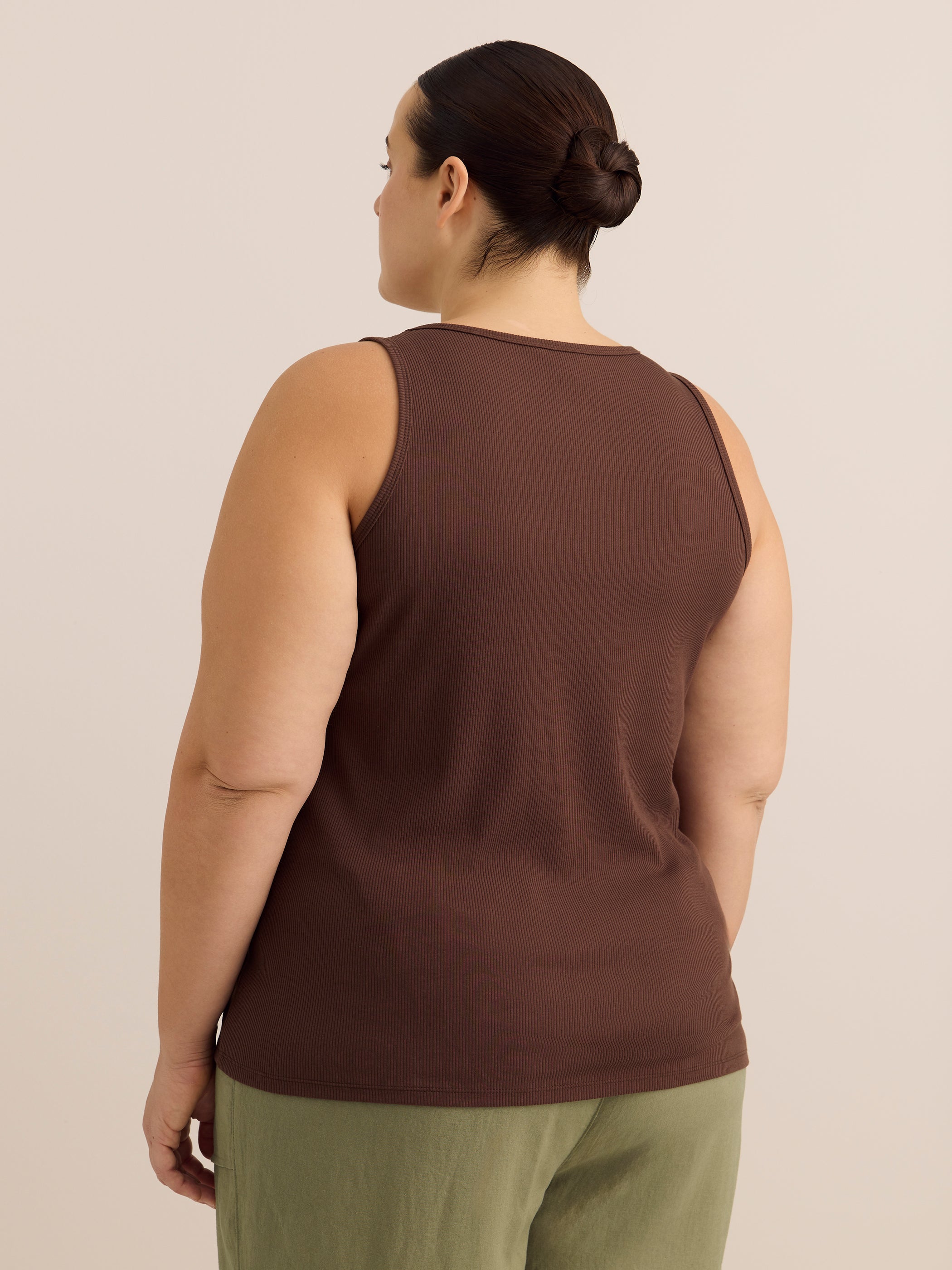 Scoop-Neck Ribbed Knit Fitted Tank Top