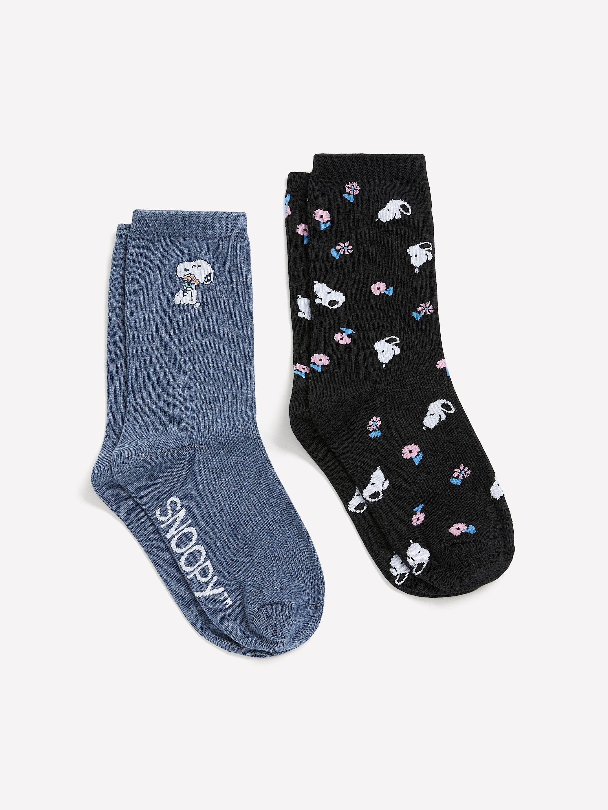 Crew Socks with Snoopy Print, Set of 2