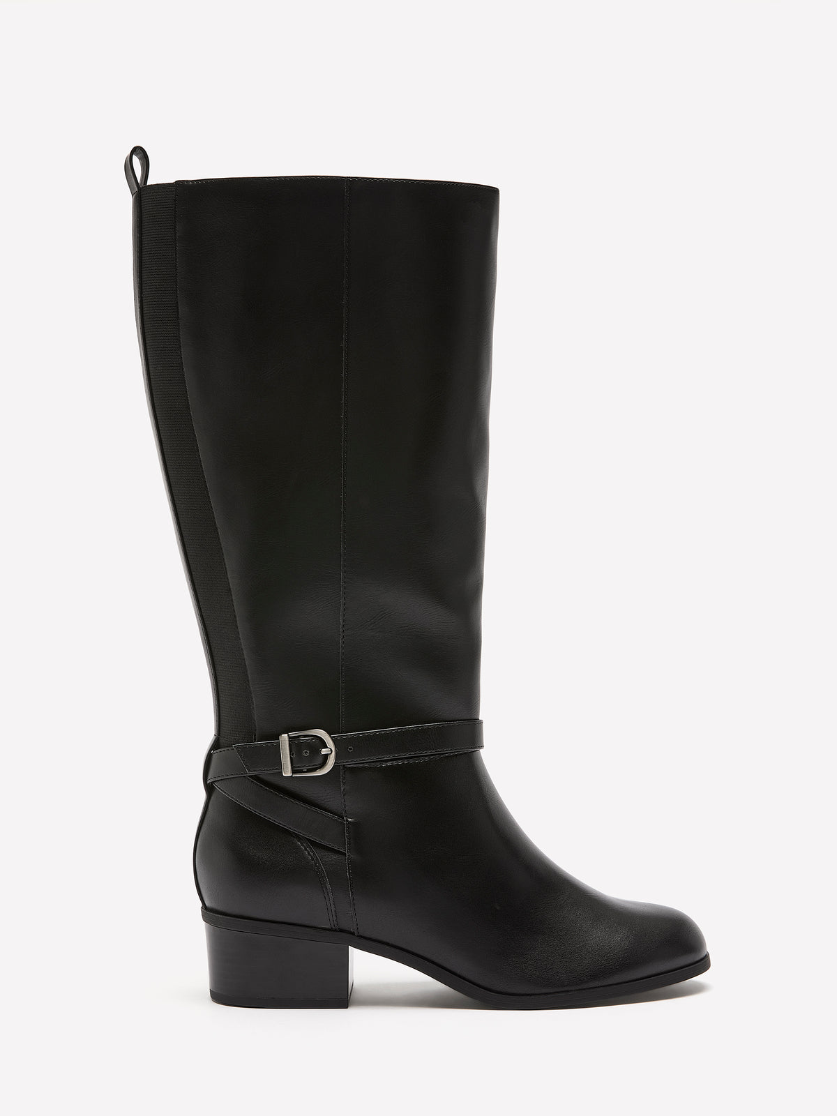 Botte haute en faux cuir Diona avec harnais à la cheville, pied large
