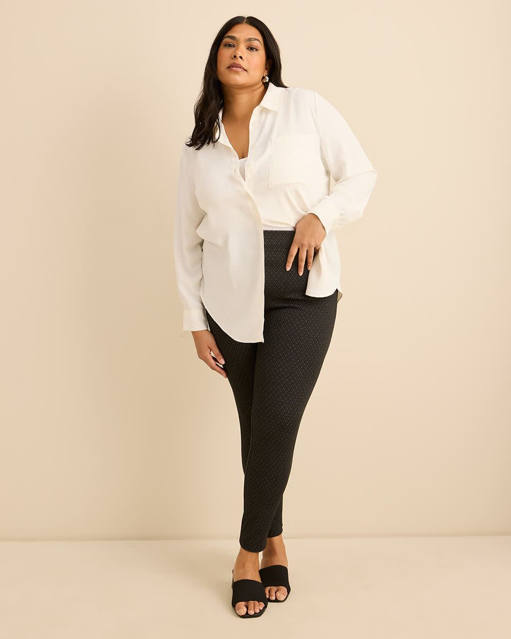 Black Textured Small Plaid Legging