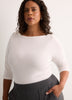 Fitted 3/4-Sleeve Boat-Neck Ribbed Knit Baby Tee