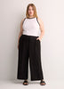 Fitted Halter-Neck Rib Knit Tank Top with Contrast Binding