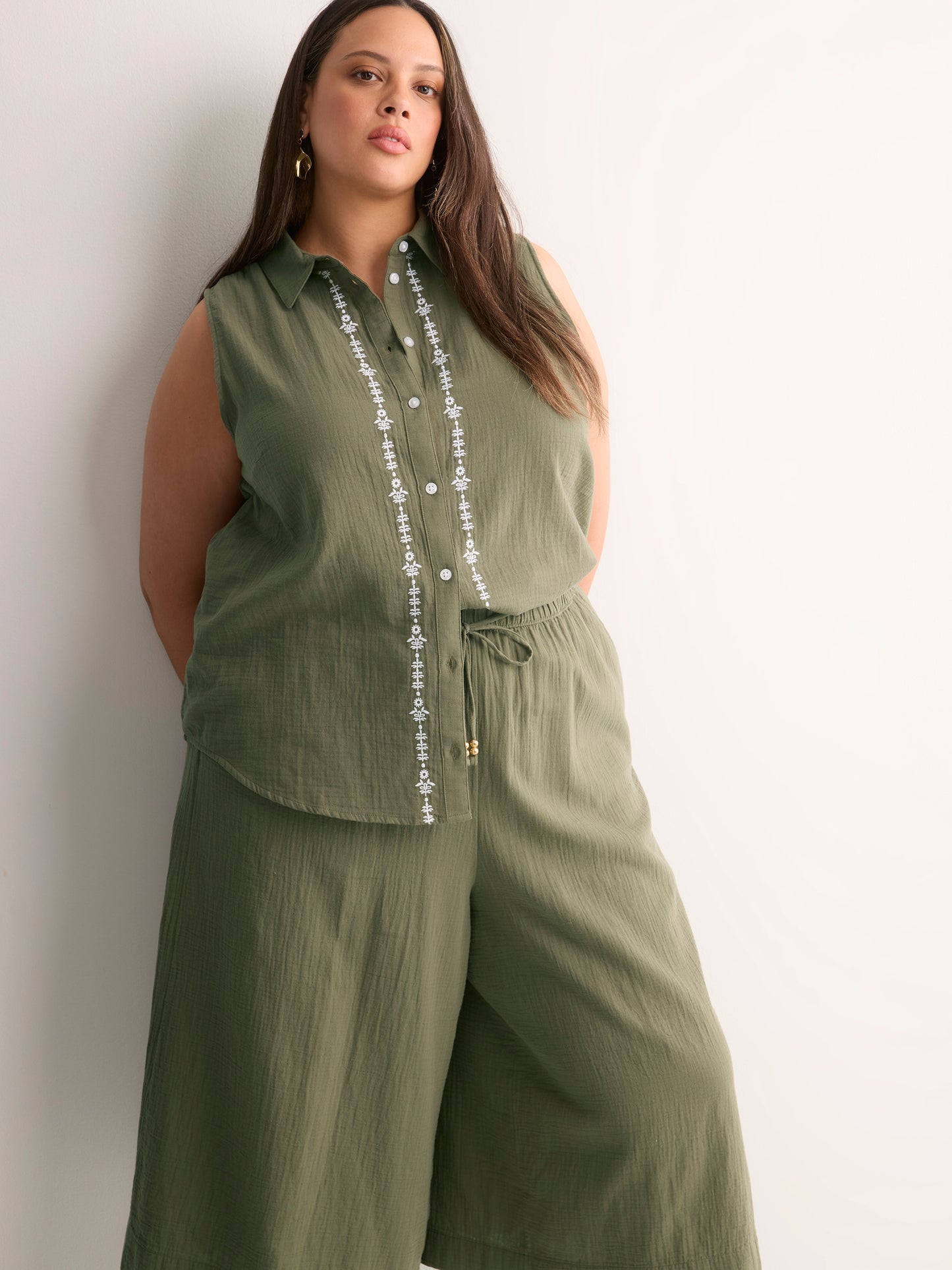 Cotton Pull-On Culotte Pant