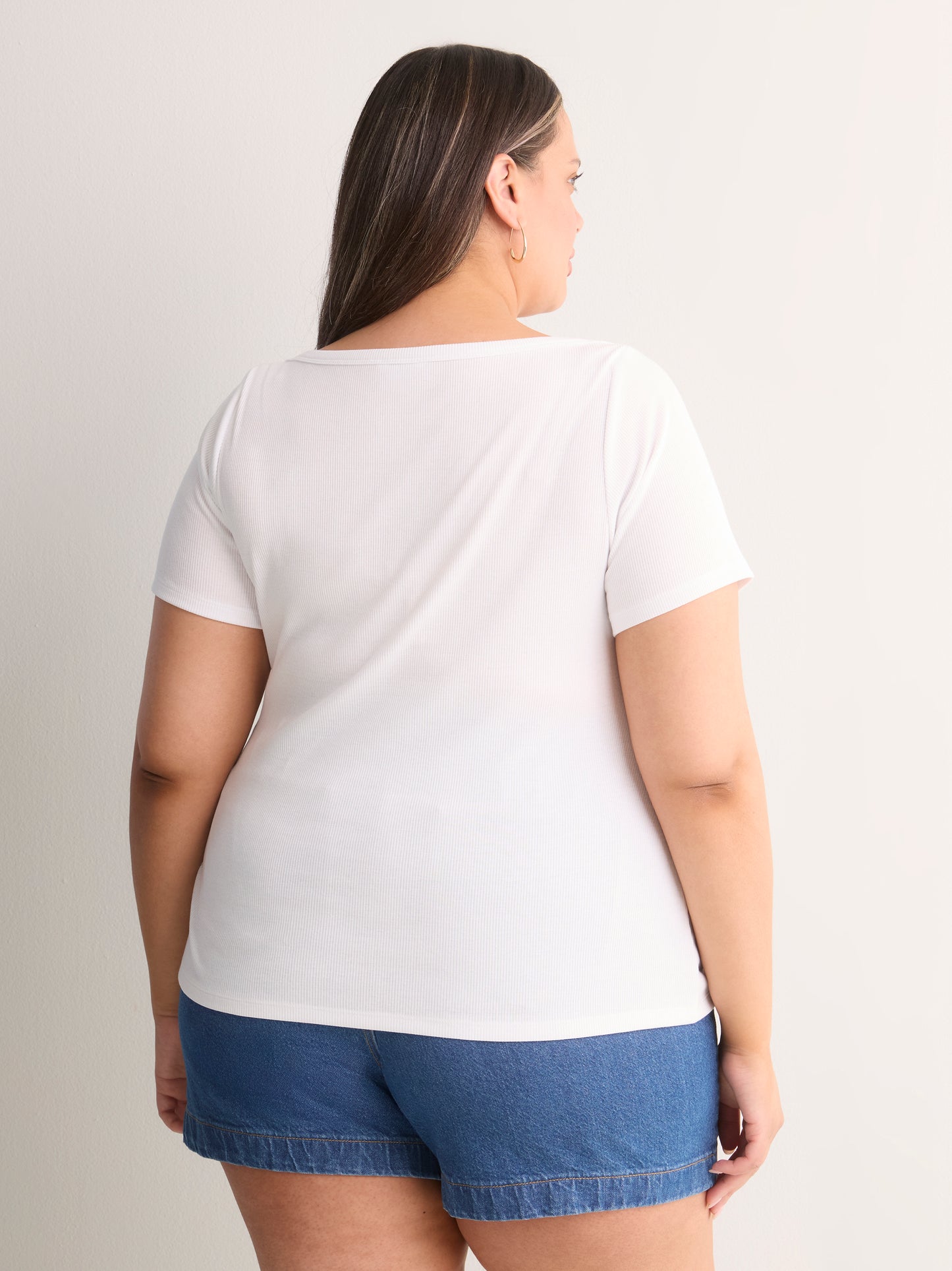 Fitted Boat-Neck Ribbed Knit Baby Tee