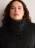 Dark Gray Stand-Collar Buttoned-Down Cape