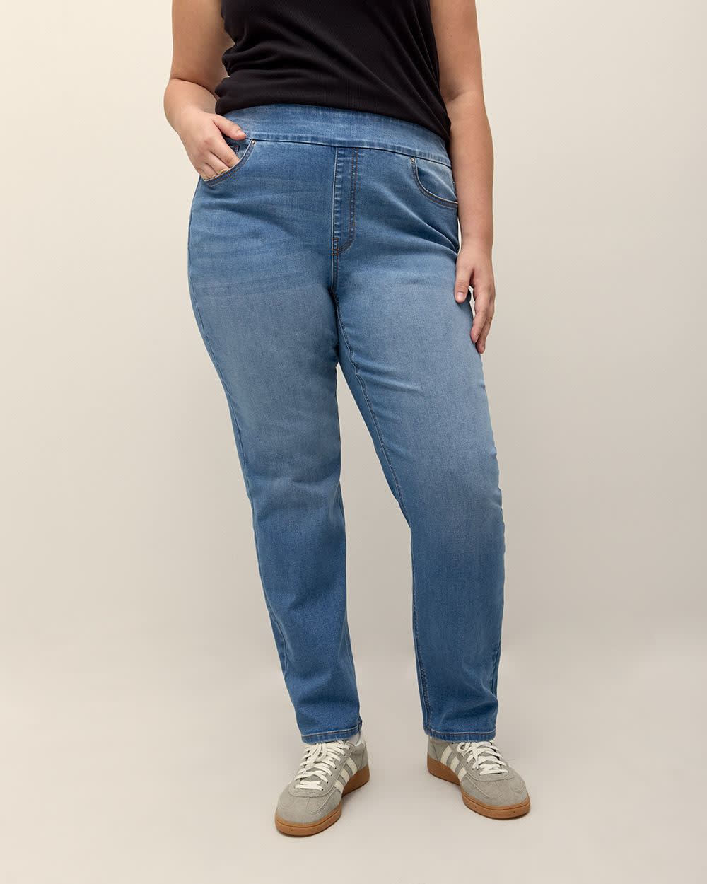 Jeans à enfiler à jambe droite, coupe ingénieuse, petite - d/C JEANS