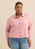 Neoprene Bomber Knit Top with Shirt Collar