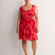 Fit-and-Flare Sangria Flutter Sleeve Dress