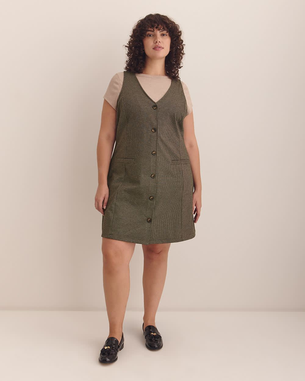 Robe en tweed sans manches à  col en U