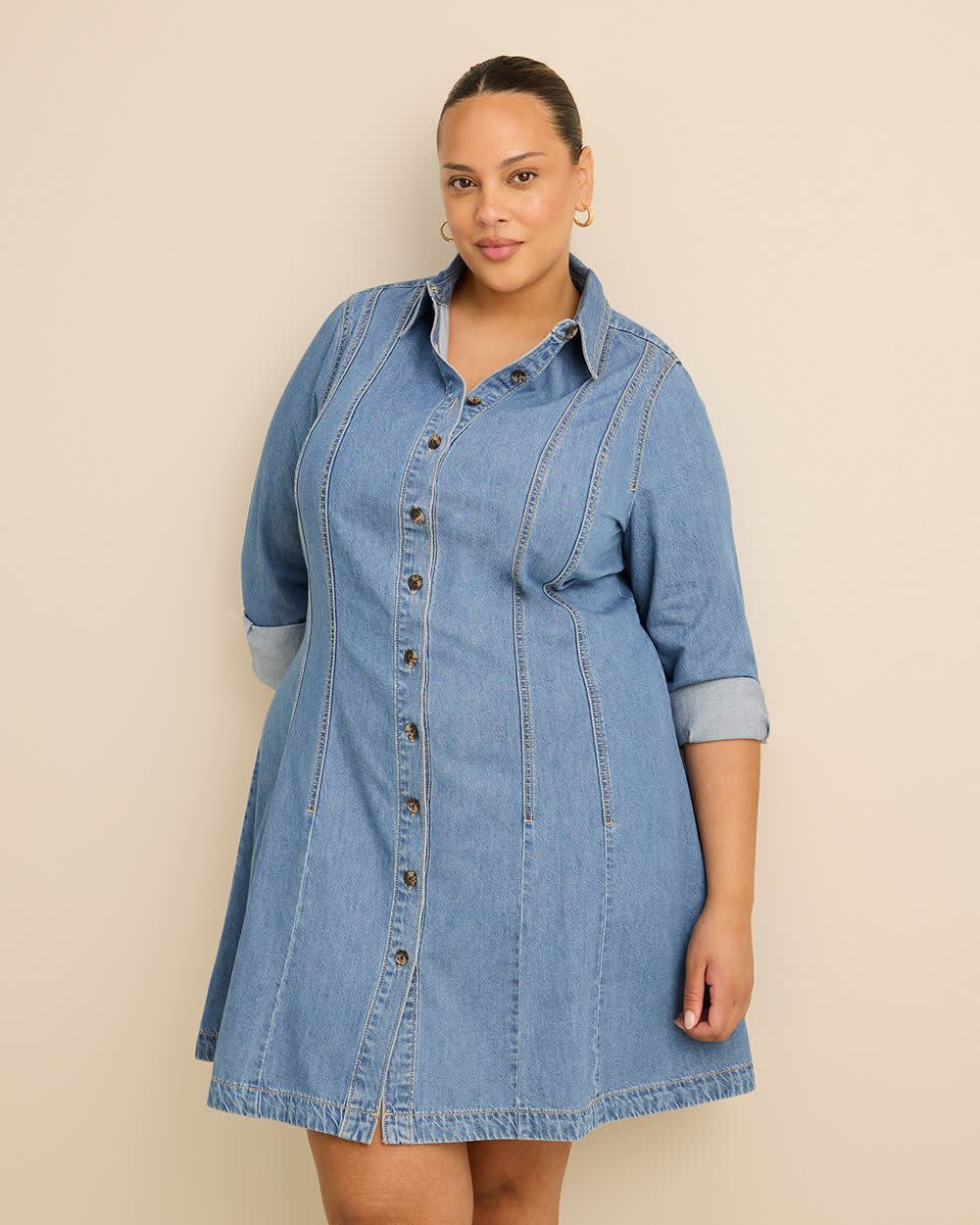 Denim Long Sleeve Shirt Dress
