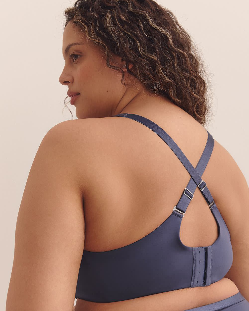 Blue Satin Underwire Padded T-Shirt Bra with Lace - ti Voglio