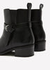 Wide Width, Winona Black Faux Leather Low-Heel Bootie with Buckle