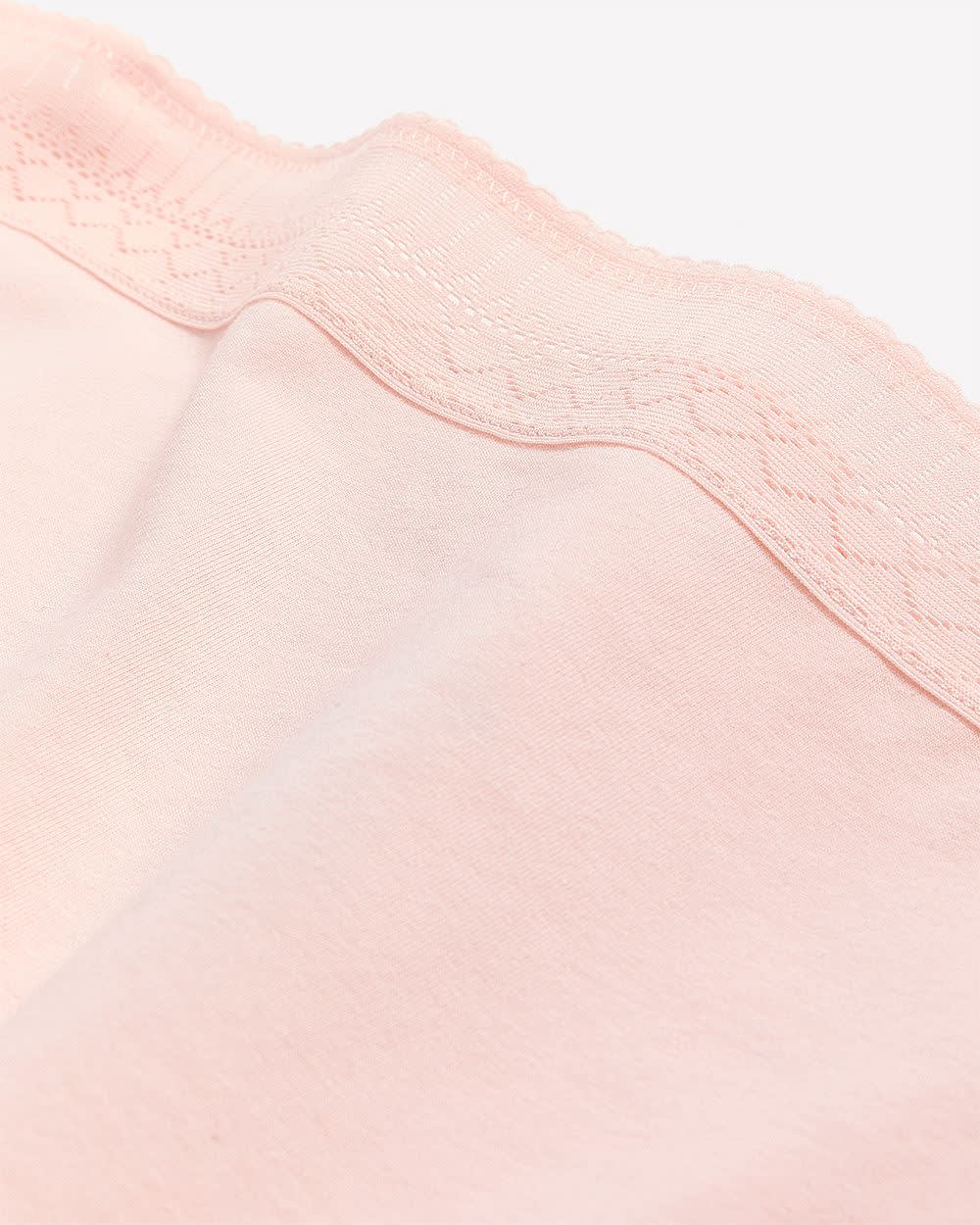Pink Cotton Boyshort with Lace Waistband - ti Voglio