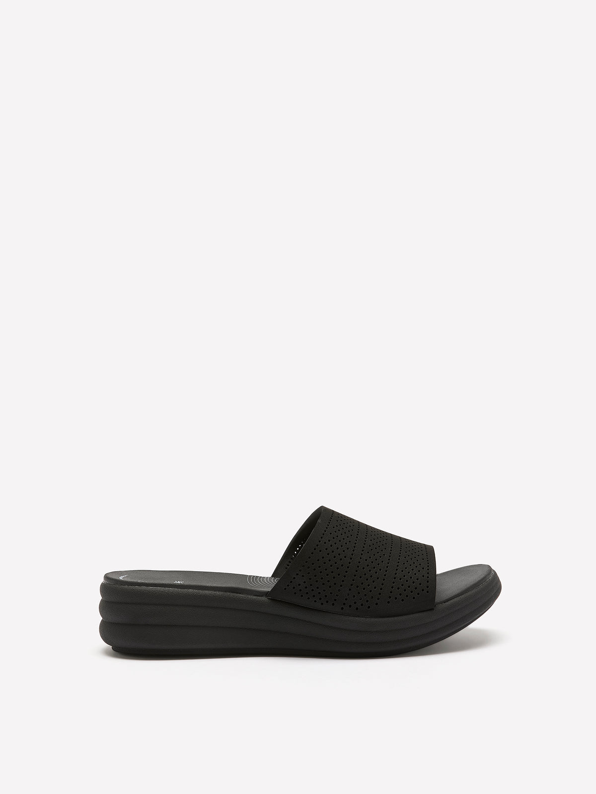 Wide Width, Black Drift Twist One-Band Slip-On Sandal - Clarks