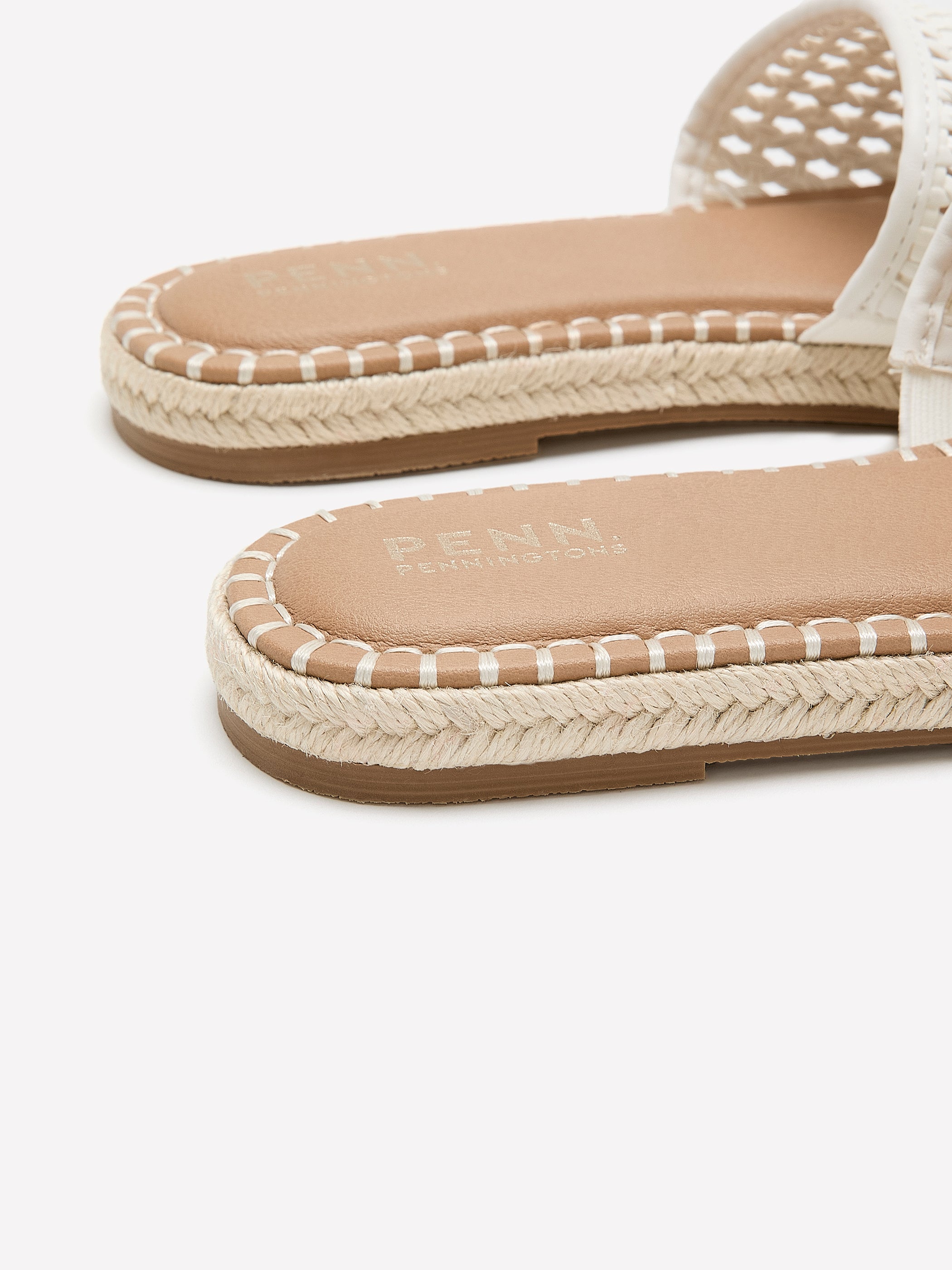 Wide Width, Delaware White One-Band Flat Sandal