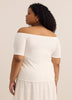 Off-Shoulder Ribbed Knit Fitted Top