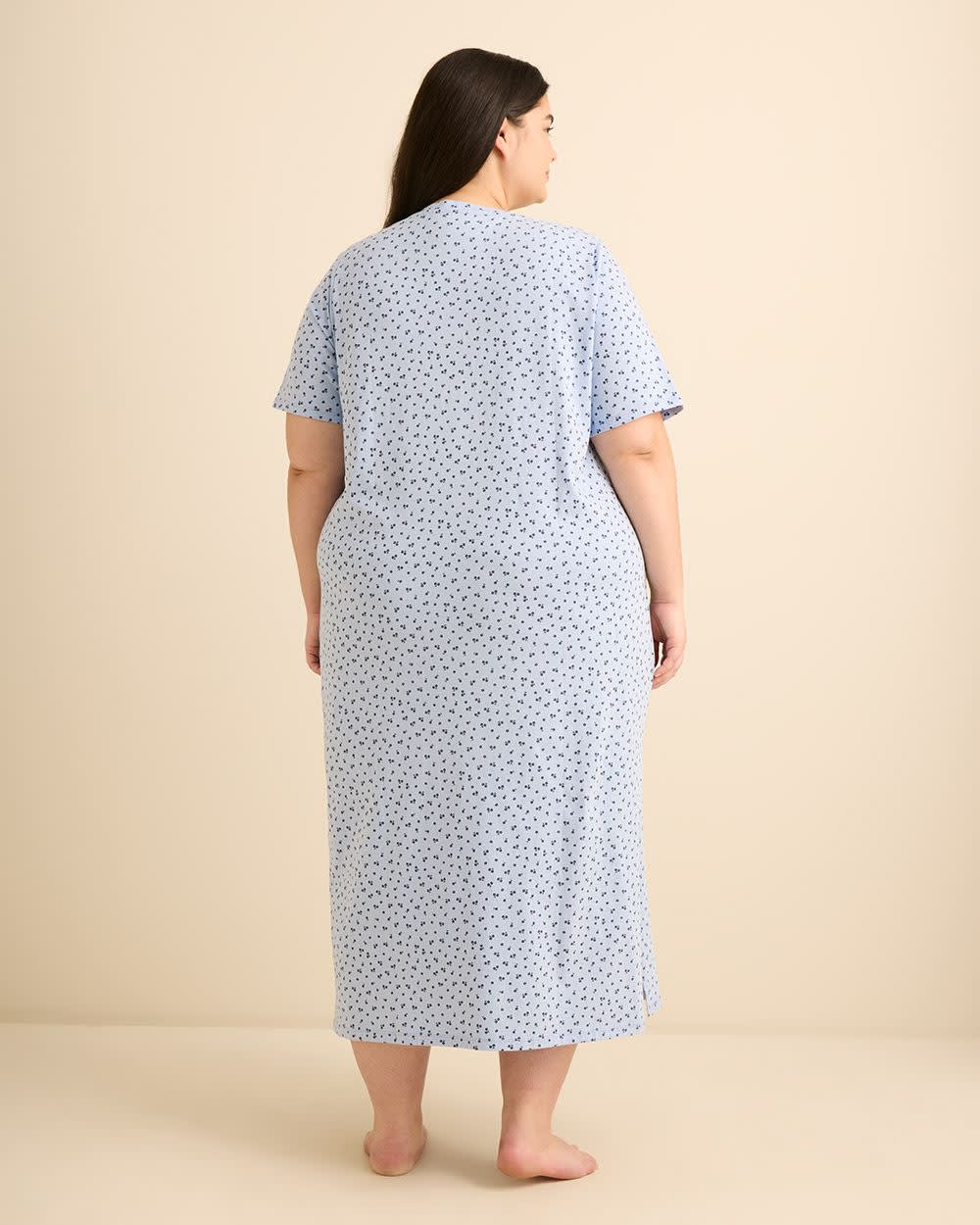 Chemise de nuit longue à manches courtes avec imprimé floral - ti Voglio